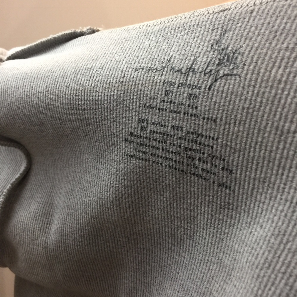 Free People Grey Lace Up Front Spandex Top Shirt - Picture 5 of 8